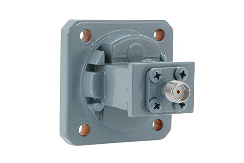 WR-75 方形 フランジ 〜  エンドランチ SMA メス 導波管同軸アダプタ、10 GHz 〜 15 GHz、M バンド、アルミニウム、塗装