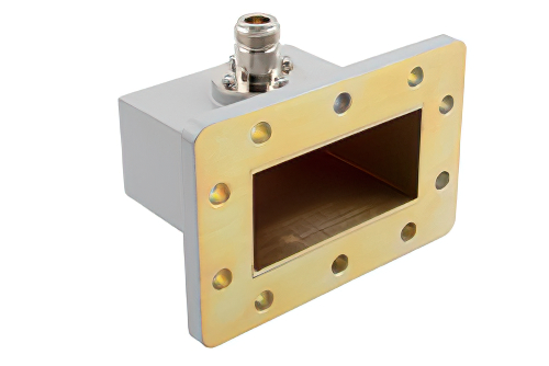 WR-284 UDR32 Flange to N Female Waveguide to Coax Adapter Operating from 2.6 GHz to 3.95 GHz