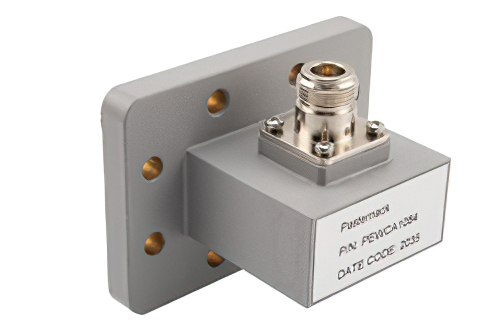 WR-187 PDR48 Flange to N Female Waveguide to Coax Adapter Operating from 3.94 GHz to 5.99 GHz