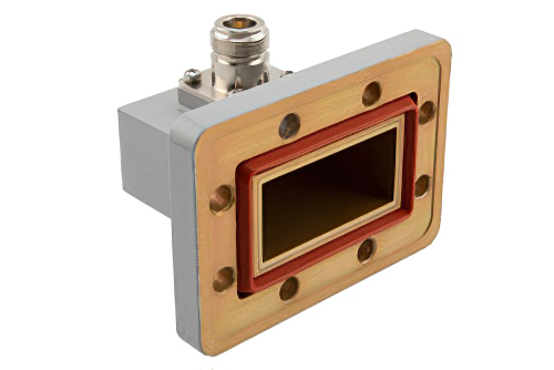 WR-187 PDR48 Flange to N Female Waveguide to Coax Adapter Operating from 3.94 GHz to 5.99 GHz