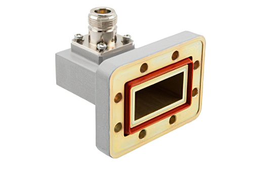 WR-137 PDR70 Flange to N Female Waveguide to Coax Adapter Operating from 5.38 GHz to 8.17 GHz