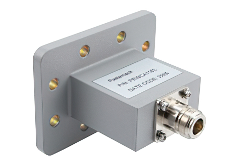 WR-187 UDR48 Flange to End Launch N Female Waveguide to Coax Adapter Operating from 3.94 GHz to 5.99 GHz