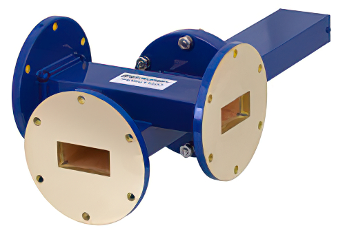 WR-137導波管 30 dB クロスガイド結合器、3 ポート、UG-344/Uラウンドカバーフランジ、5.85 GHz 〜 8.2 GHz、青銅