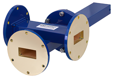 WR-137導波管 50 dB クロスガイド結合器、3 ポート、UG-344/Uラウンドカバーフランジ、5.85 GHz 〜 8.2 GHz、青銅