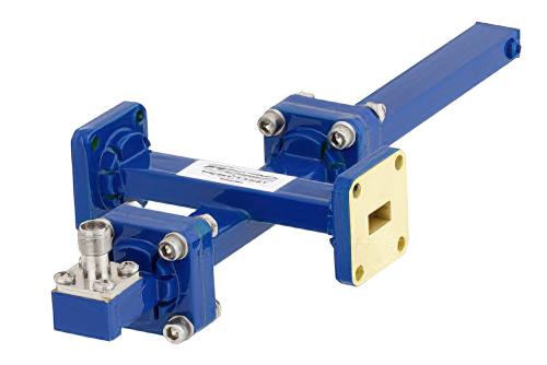 WR-34導波管 50 dB クロスガイド結合器、UG-1530/Uスクエアカバーフランジ、2.92mm メス 結合ポート、22 GHz 〜 33 GHz、青銅