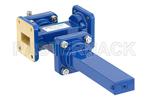 WR-75導波管 40 dB クロスガイド結合器、スクエアカバーフランジ、SMA メス 結合ポート、10 GHz 〜 15 GHz、青銅