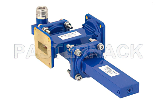 WR-90導波管 50 dB クロスガイド結合器、UG-39/Uスクエアカバーフランジ、N メス 結合ポート、8.2 GHz 〜 12.4 GHz、青銅