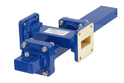 WR-112導波管 40 dB クロスガイド結合器、UG-51/Uスクエアカバーフランジ、SMA メス 結合ポート、7.05 GHz 〜 10 GHz、青銅