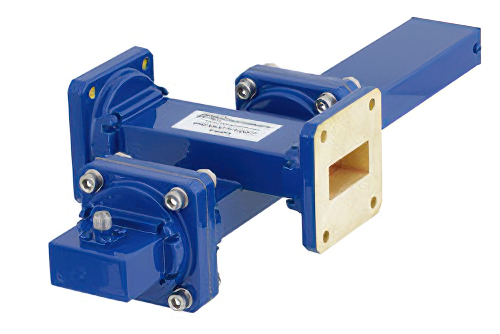 WR-112導波管 50 dB クロスガイド結合器、UG-51/Uスクエアカバーフランジ、SMA メス 結合ポート、7.05 GHz 〜 10 GHz、青銅