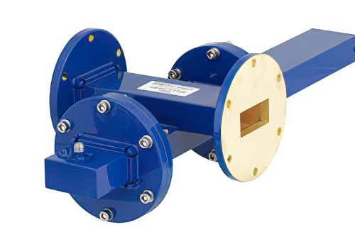 WR-137導波管 40 dB クロスガイド結合器、UG-344/Uラウンドカバーフランジ、SMA メス 結合ポート、5.85 GHz 〜 8.2 GHz、青銅