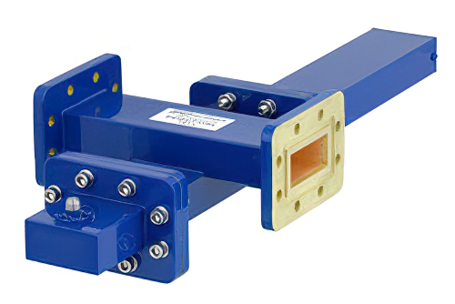 WR-137導波管 20 dB クロスガイド結合器、CPR-137Gフランジ、SMA メス 結合ポート、5.85 GHz 〜 8.2 GHz、青銅