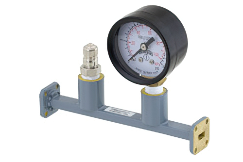 WR-28 導波管圧力計付セクション 4.25 インチ長、UG-599/U 方形 フランジ、26.5 GHz 〜 40 GHz