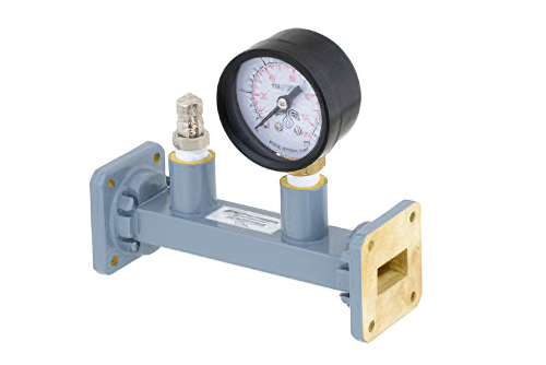 WR-75 導波管圧力計付セクション 4.25 インチ長、方形 フランジ、10 GHz 〜 15 GHz