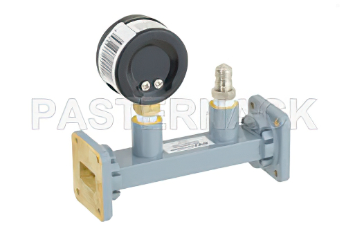 WR-75 導波管圧力計付セクション 4.25 インチ長、方形 フランジ、10 GHz 〜 15 GHz