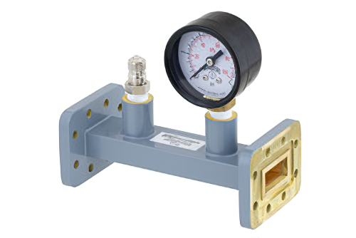 WR-90 導波管圧力計付セクション 4.25 インチ長、CPR-90G 溝付フランジ、8.2 GHz 〜 12.4 GHz