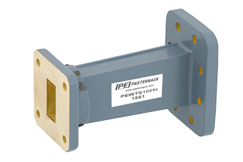 WR-90 to WR-75 Waveguide Transition 3 Inch Length, CPR-90G Grooved Flange to Square Cover Flange