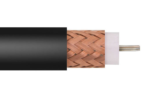 75 オーム フレキシブル RG11 同軸ケーブル 一重シールド, 黒色 PVC 被覆