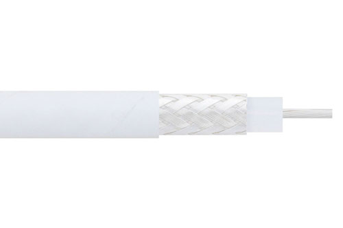 フレキシブル RG188 同軸ケーブル 一重シールド, 白色 PTFE 被覆