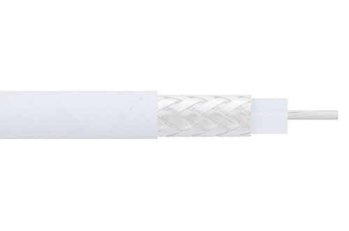 フレキシブル RG196 同軸ケーブル 一重シールド, 白色 PTFE 被覆