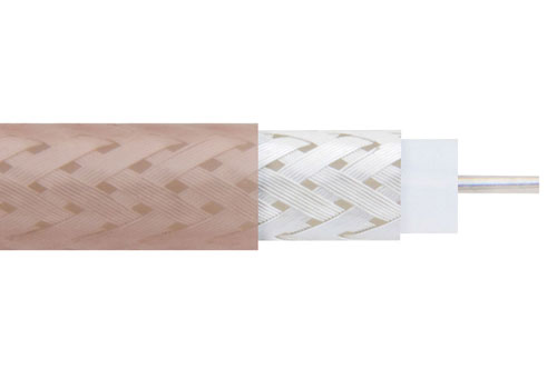 75 オーム フレキシブル RG302 同軸ケーブル 一重シールド, タン色 FEP 被覆