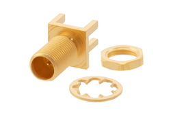 逆極性 MCX ジャック バルクヘッドマウントコネクタ、はんだ接続