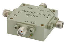 吸収型 SP3T、PIN ダイオードスイッチ、動作周波数 12 GHz 〜 18 GHz、最大 0.5 W (+27 dBm)、SMA