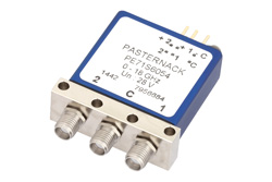 SPDT 電気機械式リレーラッチングスイッチ、DC 〜 18 GHz、最大 240 W、28 V、インジケータ、セルフカットオフ、SMA
